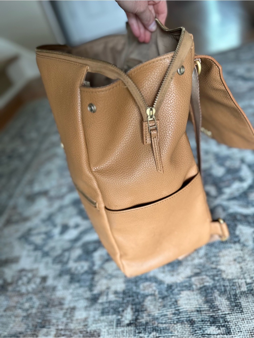 Freshly Picked Classic Diaper Backpack | Camel Vegan Leather - Picture 7 of 10